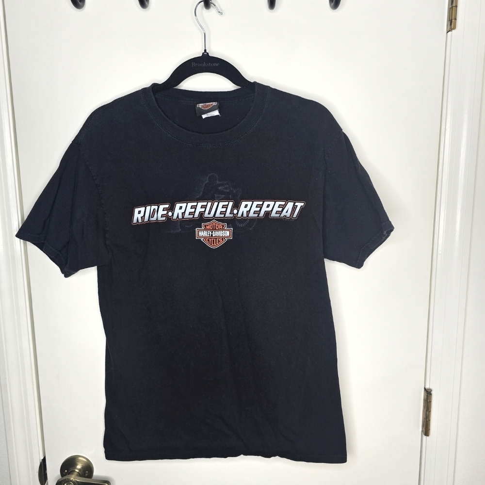 Harley-Davidson Black Ride Refuel Repeat Tee Size Medium
